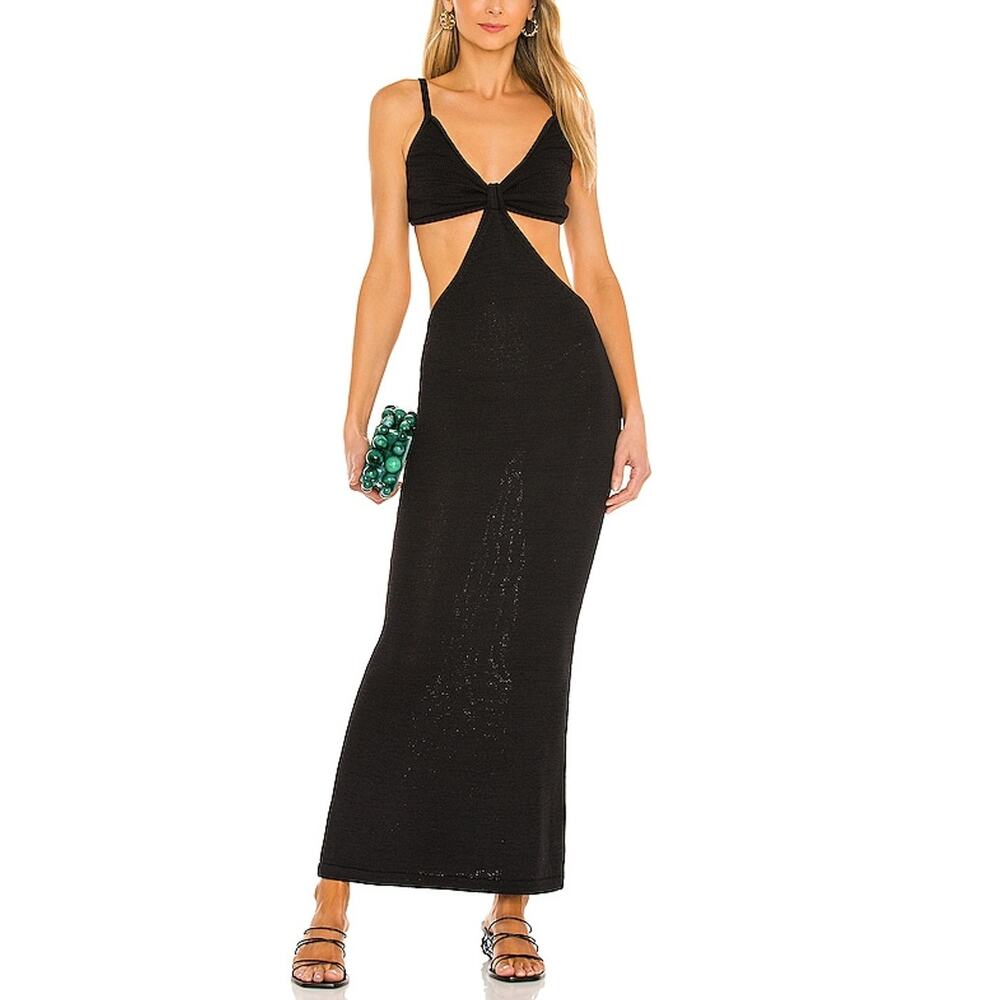 Cult Gaia Serita Knit Cutout Black Maxi Dress XS